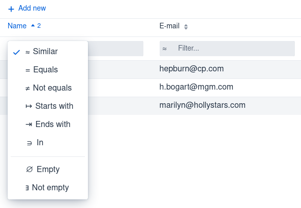 Filtering a text field