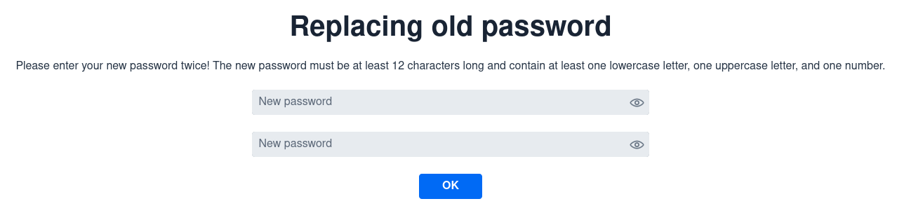 Setting a new password