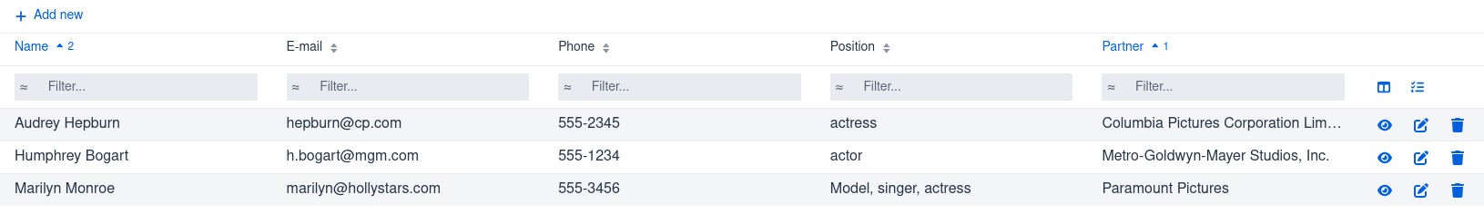 Sorting ascending by partner, then by name